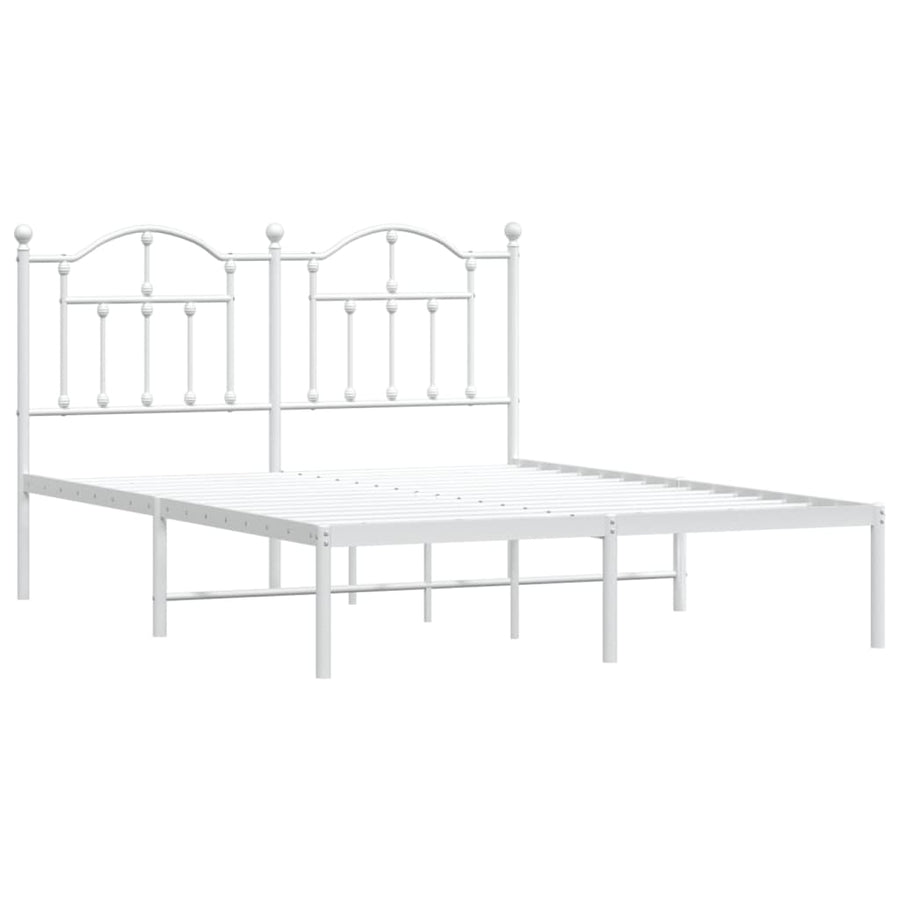 Bedframe Metaal 150 x 200 cm Wit met hoofdbord