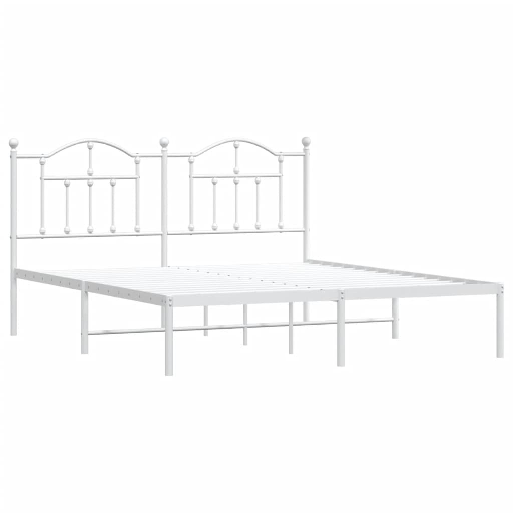 Bedframe Metaal 160 x 200 cm Wit met hoofdbord