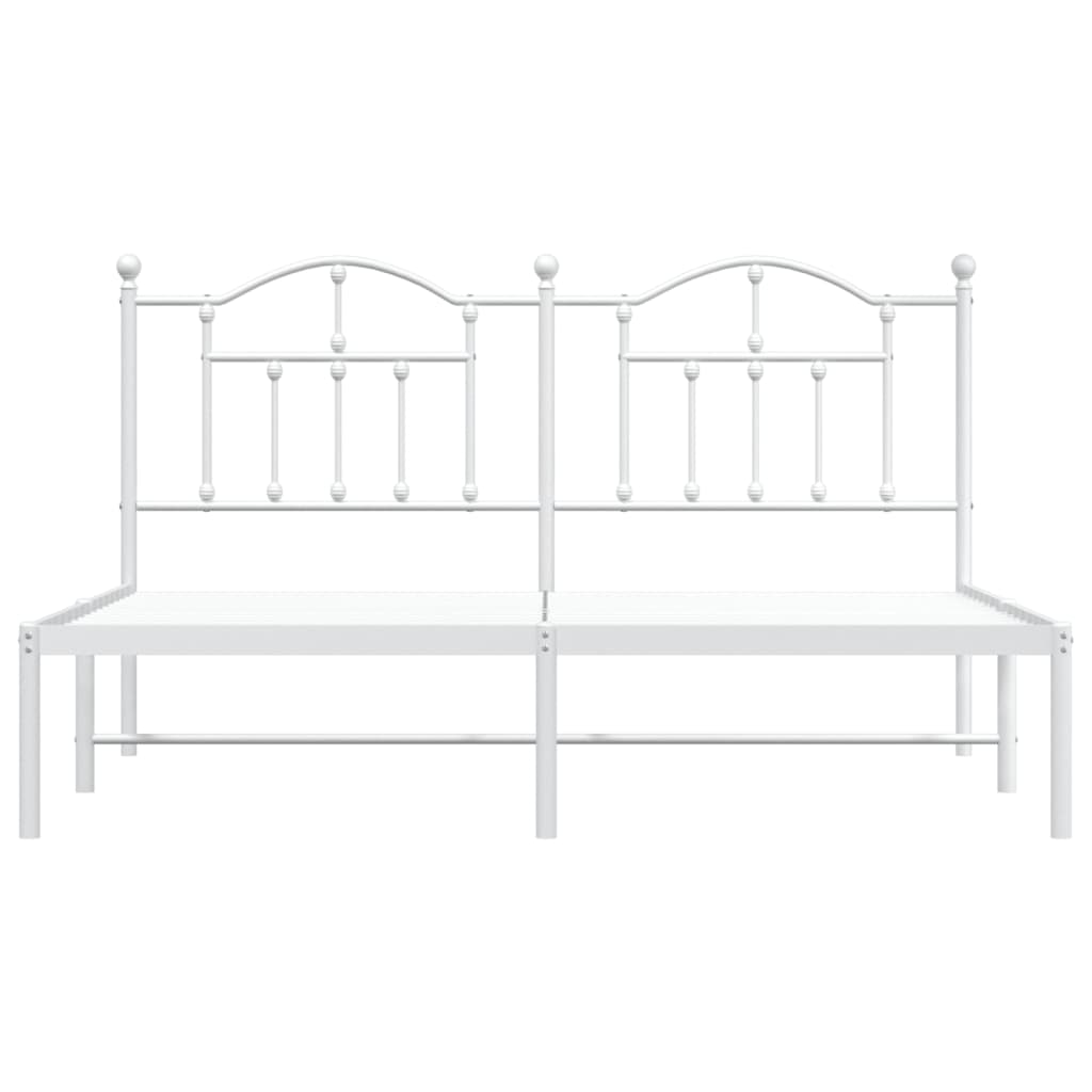 Bedframe Metaal 160 x 200 cm Wit met hoofdbord