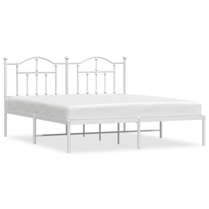 Bedframe Metaal 180 x 200 cm Wit met hoofdbord