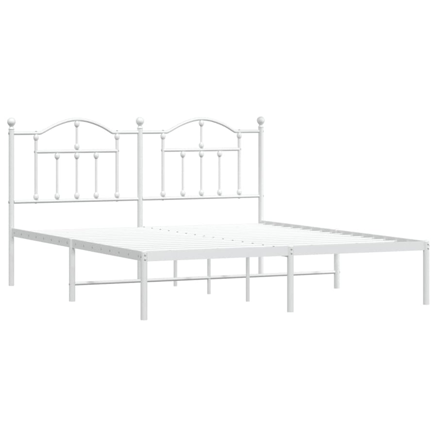 Bedframe Metaal 180 x 200 cm Wit met hoofdbord