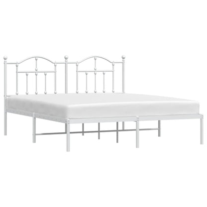Bedframe Metaal 180 x 200 cm Wit met hoofdbord
