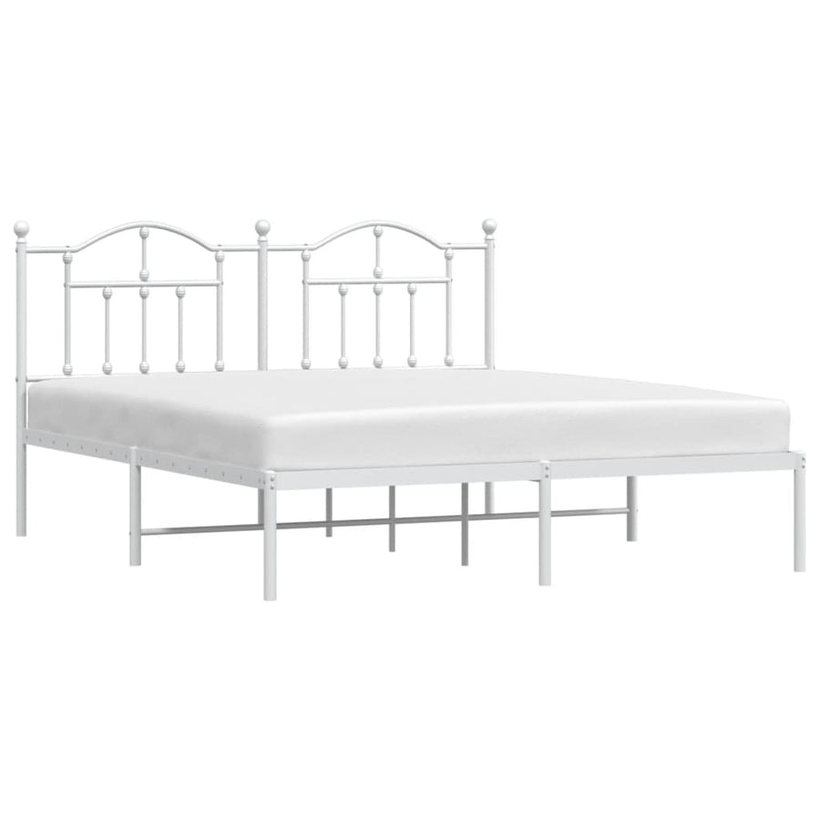 Bedframe Metaal 180 x 200 cm Wit met hoofdbord