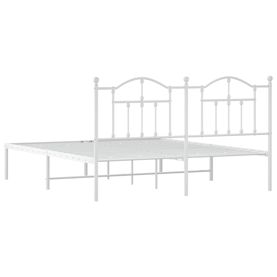 Bedframe Metaal 180 x 200 cm Wit met hoofdbord