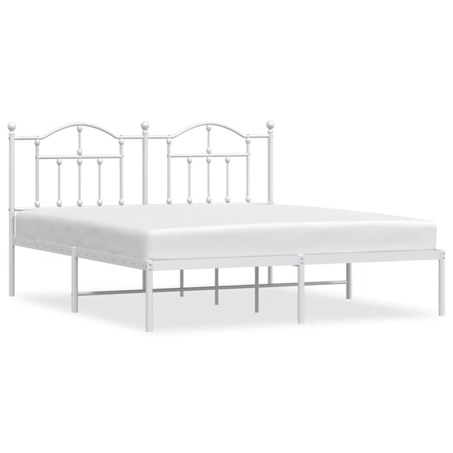 Bedframe Metaal 183 x 213 cm Wit met hoofdbord