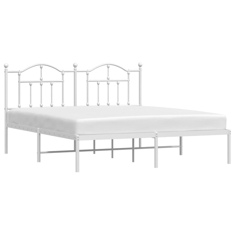 Bedframe Metaal 183 x 213 cm Wit met hoofdbord