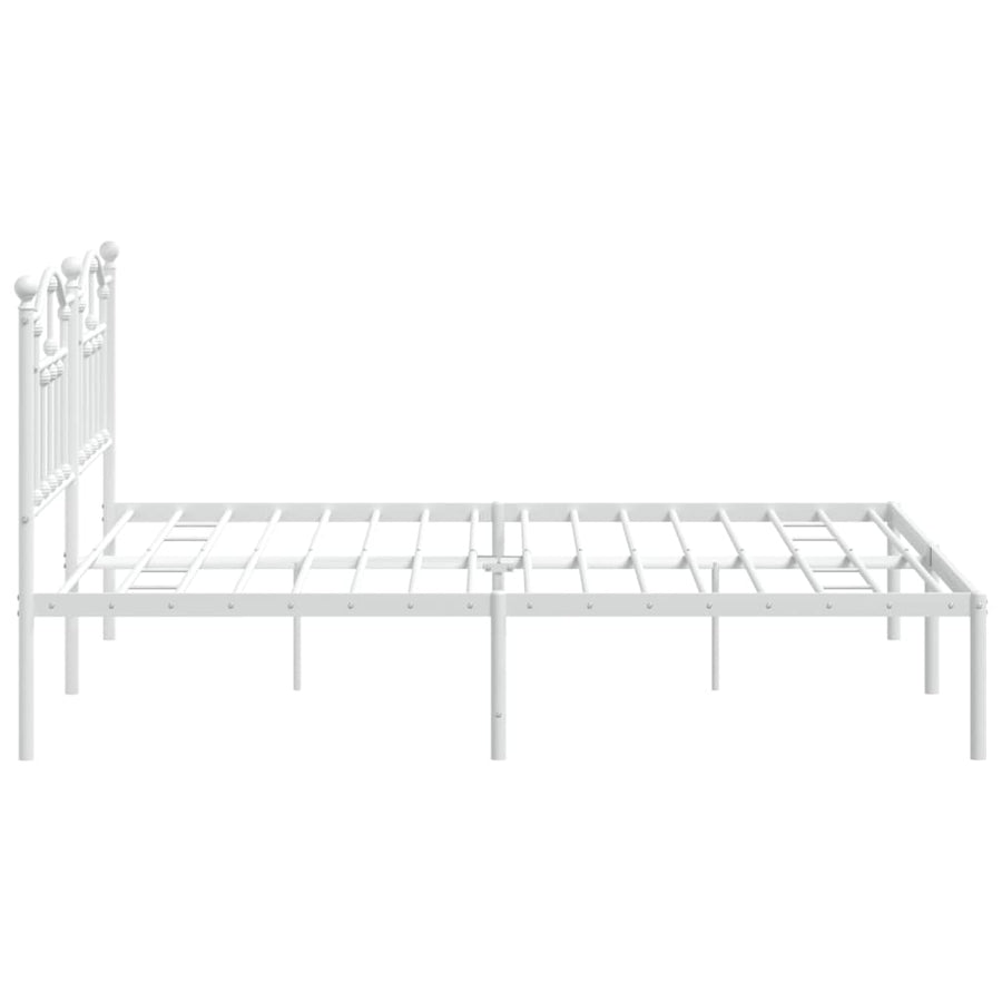Bedframe Metaal 183 x 213 cm Wit met hoofdbord