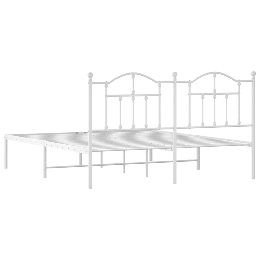 Bedframe Metaal 183 x 213 cm Wit met hoofdbord