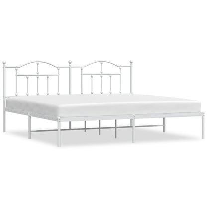 Bedframe Metaal 193 x 203 cm Wit met hoofdbord