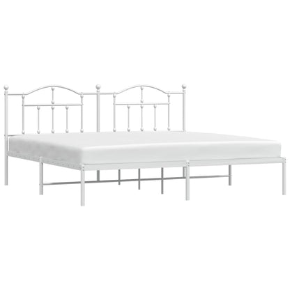 Bedframe Metaal 193 x 203 cm Wit met hoofdbord