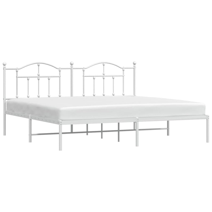 Bedframe Metaal 193 x 203 cm Wit met hoofdbord