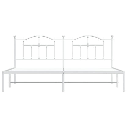 Bedframe Metaal 193 x 203 cm Wit met hoofdbord
