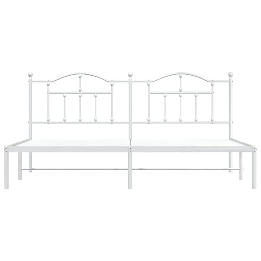 Bedframe Metaal 193 x 203 cm Wit met hoofdbord