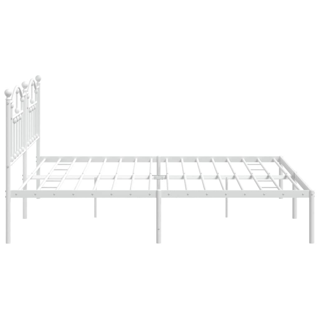 Bedframe Metaal 193 x 203 cm Wit met hoofdbord