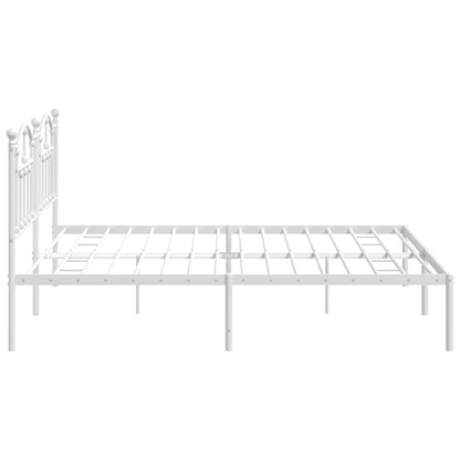 Bedframe Metaal 193 x 203 cm Wit met hoofdbord