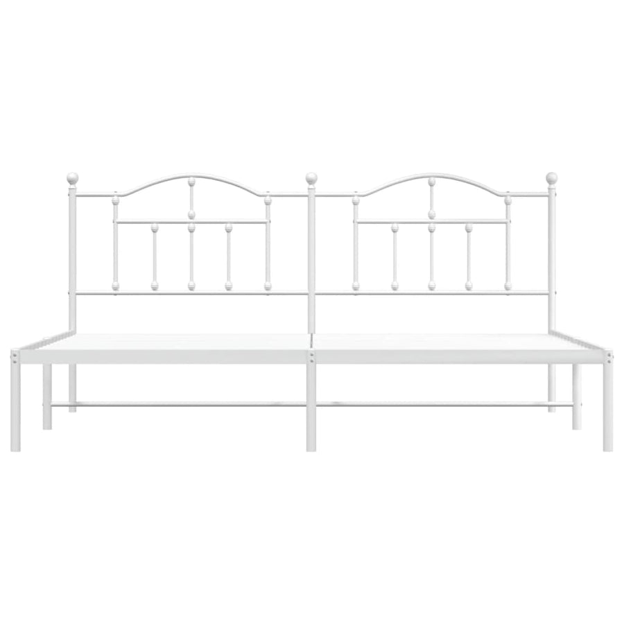 Bedframe Metaal 200 x 200 cm Wit met hoofdbord