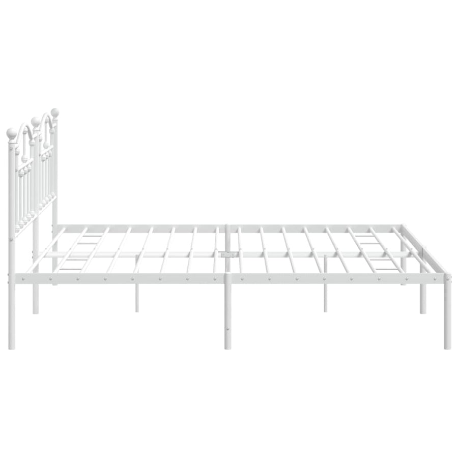 Bedframe Metaal 200 x 200 cm Wit met hoofdbord
