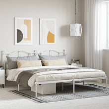 Bedframe Metaal 200 x 200 cm Wit met hoofdbord