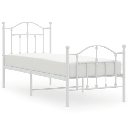 Bedframe met hoofd- en voeteneinde metaal wit 75x190 cm