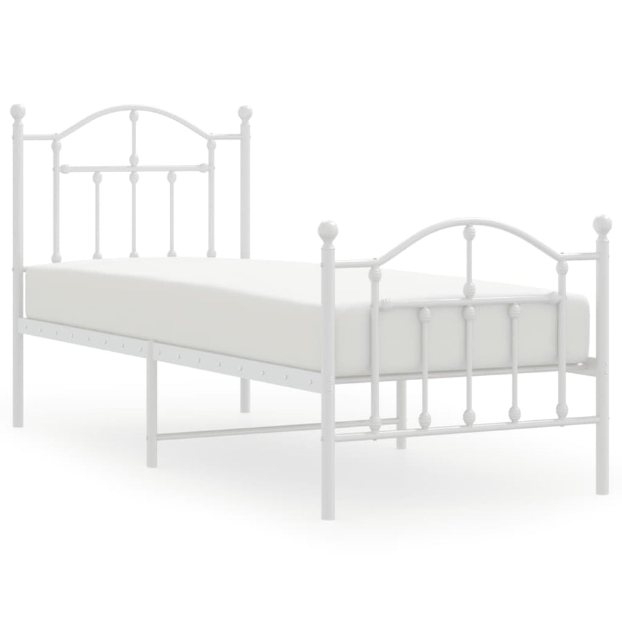 Bedframe met hoofd- en voeteneinde metaal wit 75x190 cm