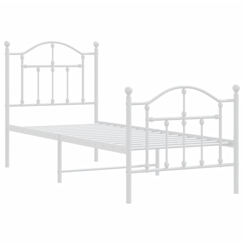 Bedframe met hoofd- en voeteneinde metaal wit 75x190 cm