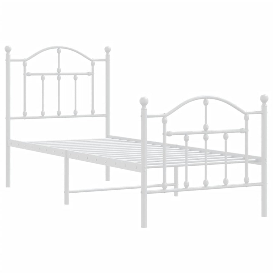 Bedframe met hoofd- en voeteneinde metaal wit 75x190 cm