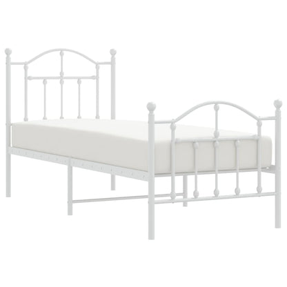 Bedframe met hoofd- en voeteneinde metaal wit 75x190 cm