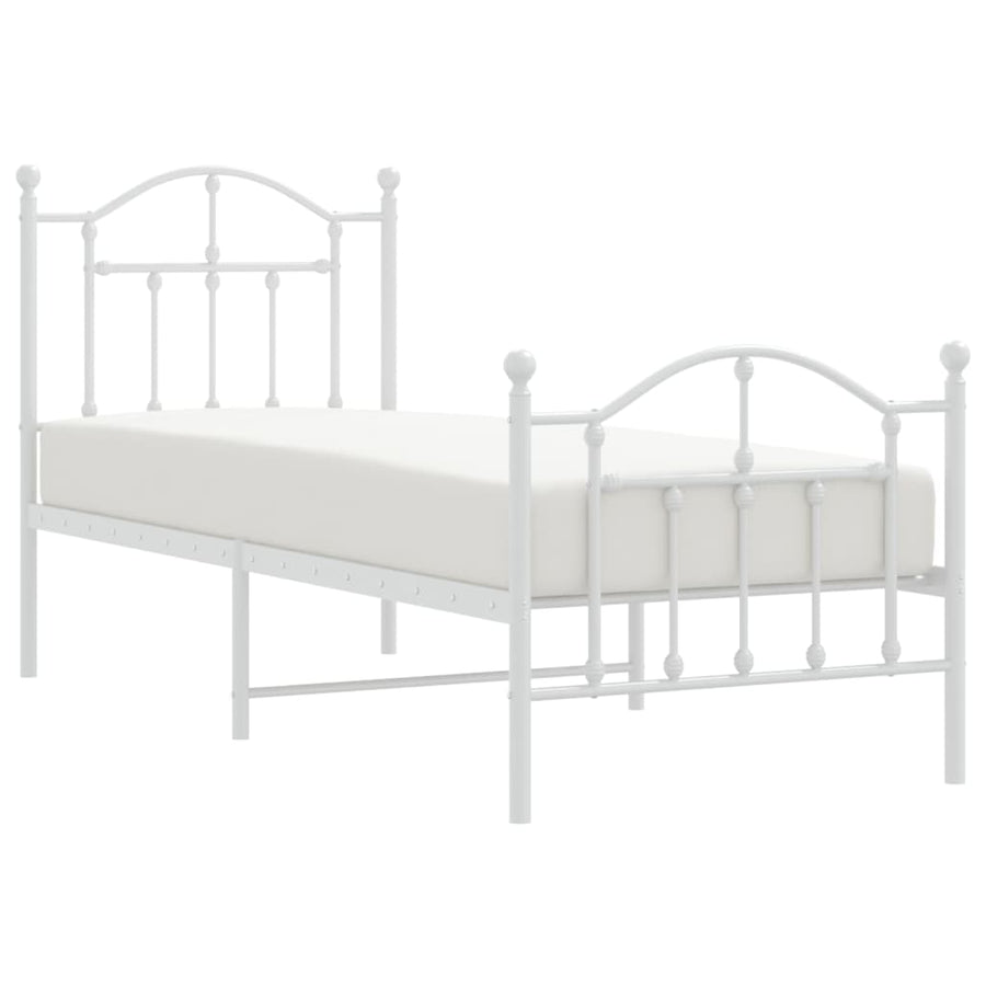 Bedframe met hoofd- en voeteneinde metaal wit 75x190 cm