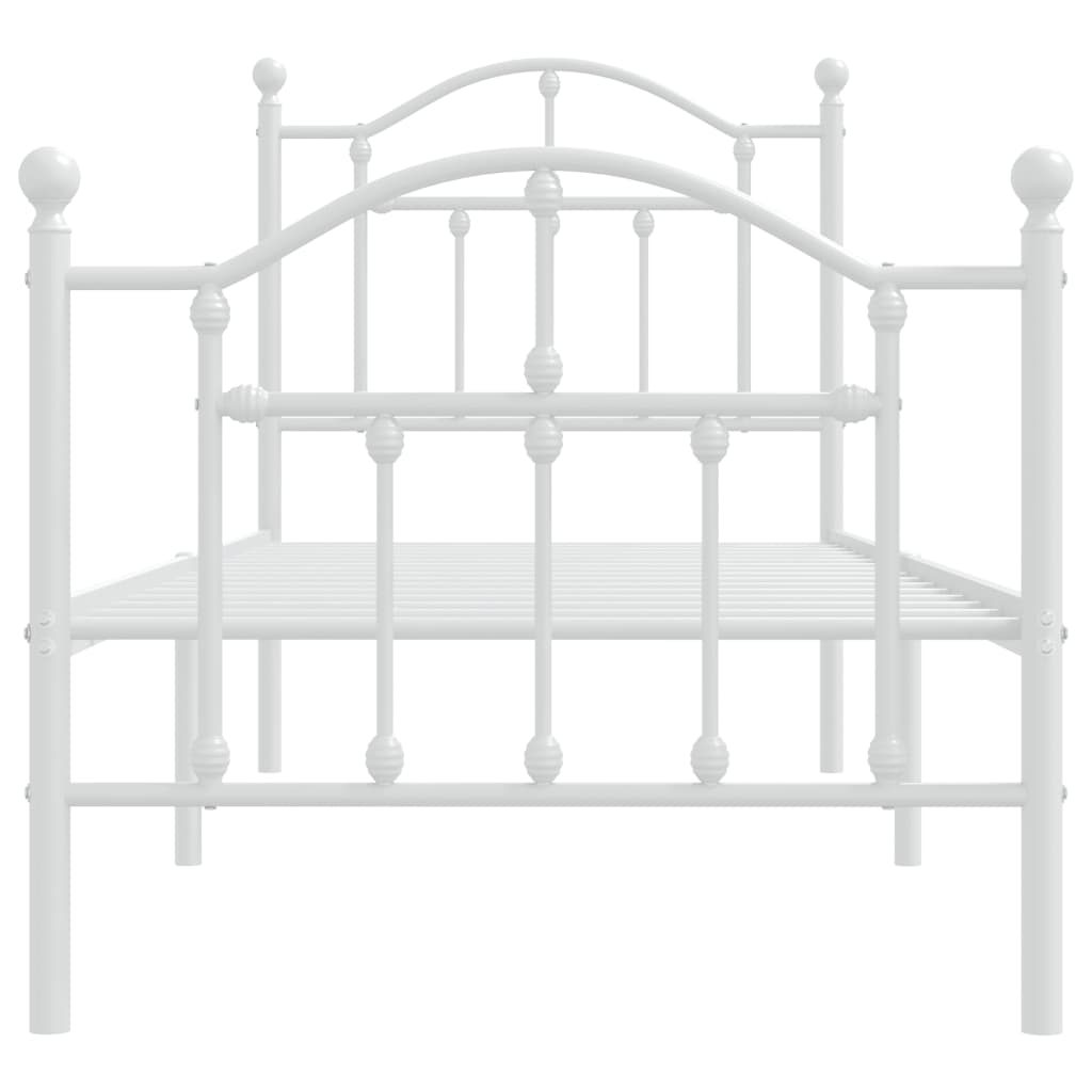 Bedframe met hoofd- en voeteneinde metaal wit 75x190 cm