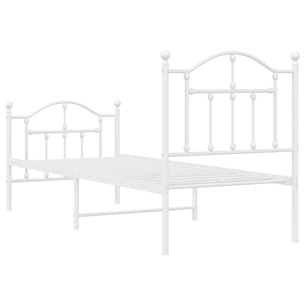 Bedframe met hoofd- en voeteneinde metaal wit 75x190 cm