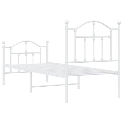 Bedframe met hoofd- en voeteneinde metaal wit 75x190 cm
