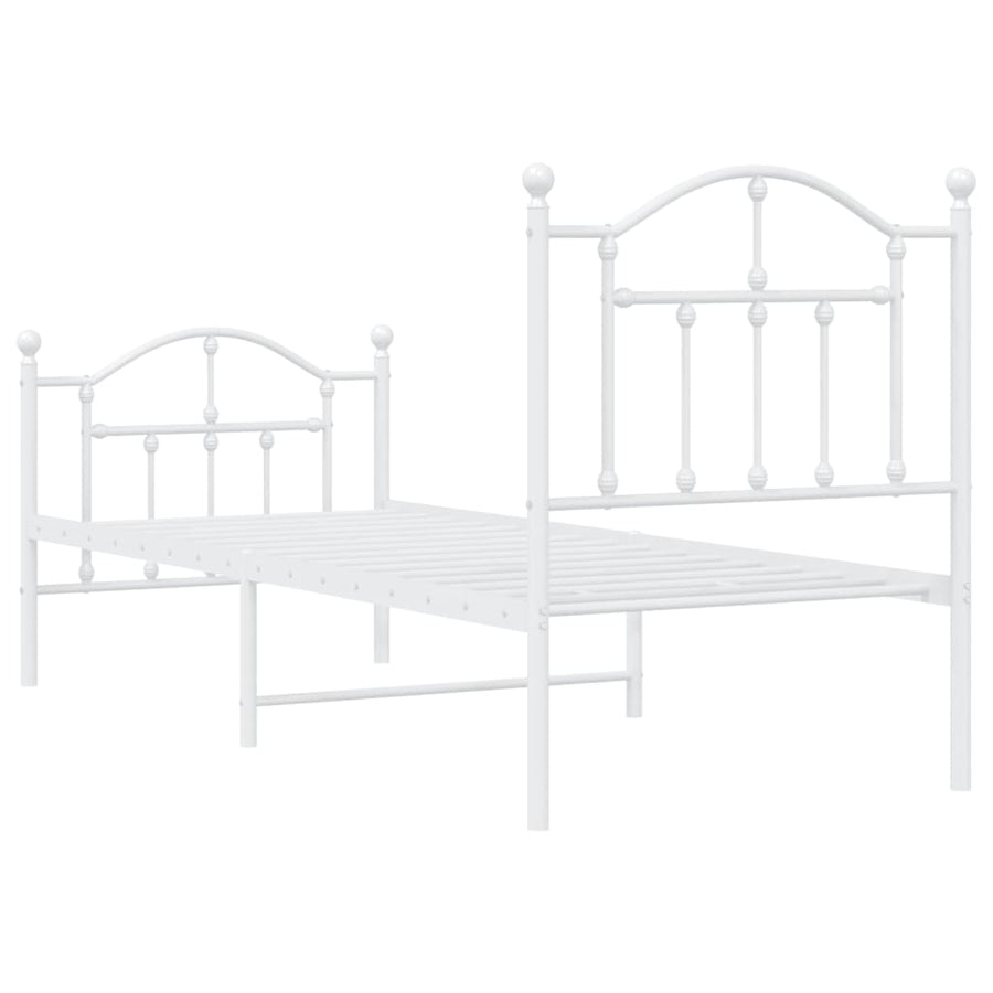 Bedframe met hoofd- en voeteneinde metaal wit 75x190 cm