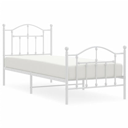 Bedframe Met Hoofd- En Voeteneinde Metaal 80 x 200 cm Wit met hoofdbord & voetbord