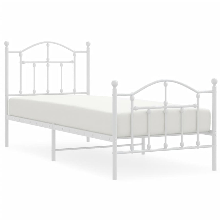 Bedframe Met Hoofd- En Voeteneinde Metaal 80 x 200 cm Wit met hoofdbord & voetbord