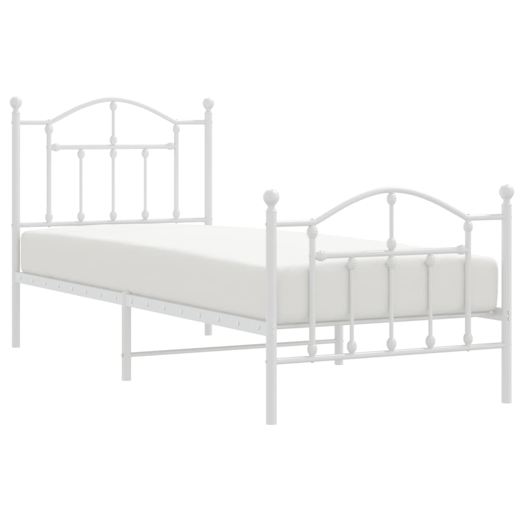 Bedframe Met Hoofd- En Voeteneinde Metaal 80 x 200 cm Wit met hoofdbord & voetbord