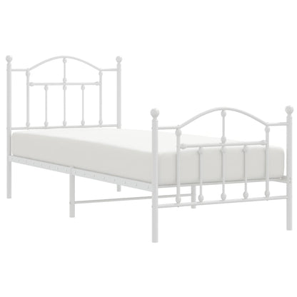 Bedframe Met Hoofd- En Voeteneinde Metaal 80 x 200 cm Wit met hoofdbord & voetbord
