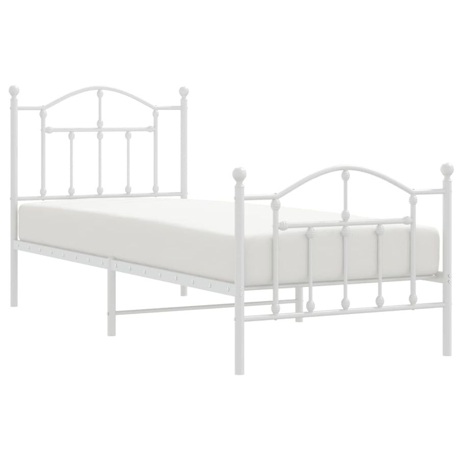 Bedframe Met Hoofd- En Voeteneinde Metaal 80 x 200 cm Wit met hoofdbord & voetbord