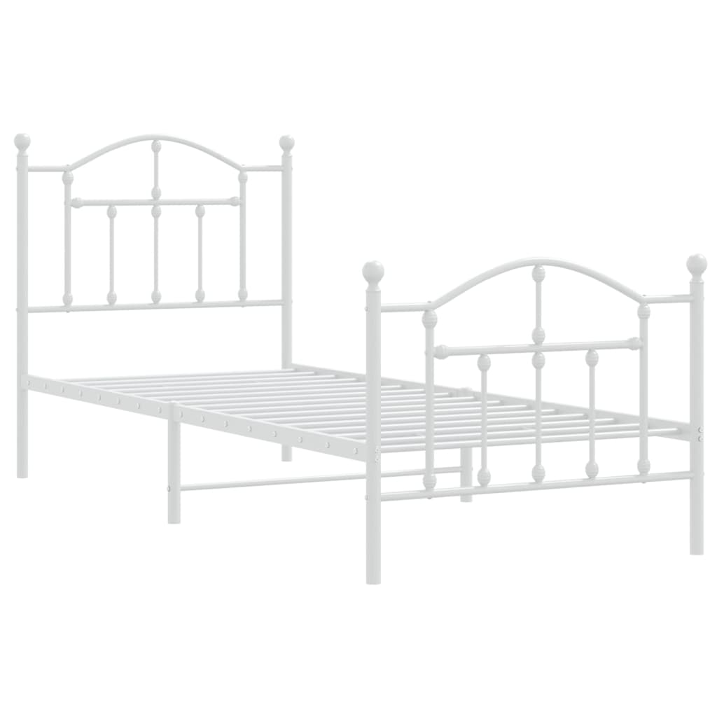 Bedframe Met Hoofd- En Voeteneinde Metaal 80 x 200 cm Wit met hoofdbord & voetbord