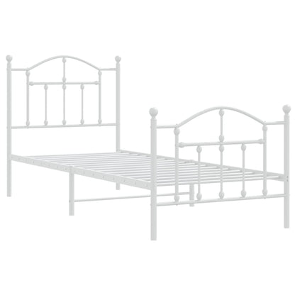 Bedframe Met Hoofd- En Voeteneinde Metaal 80 x 200 cm Wit met hoofdbord & voetbord