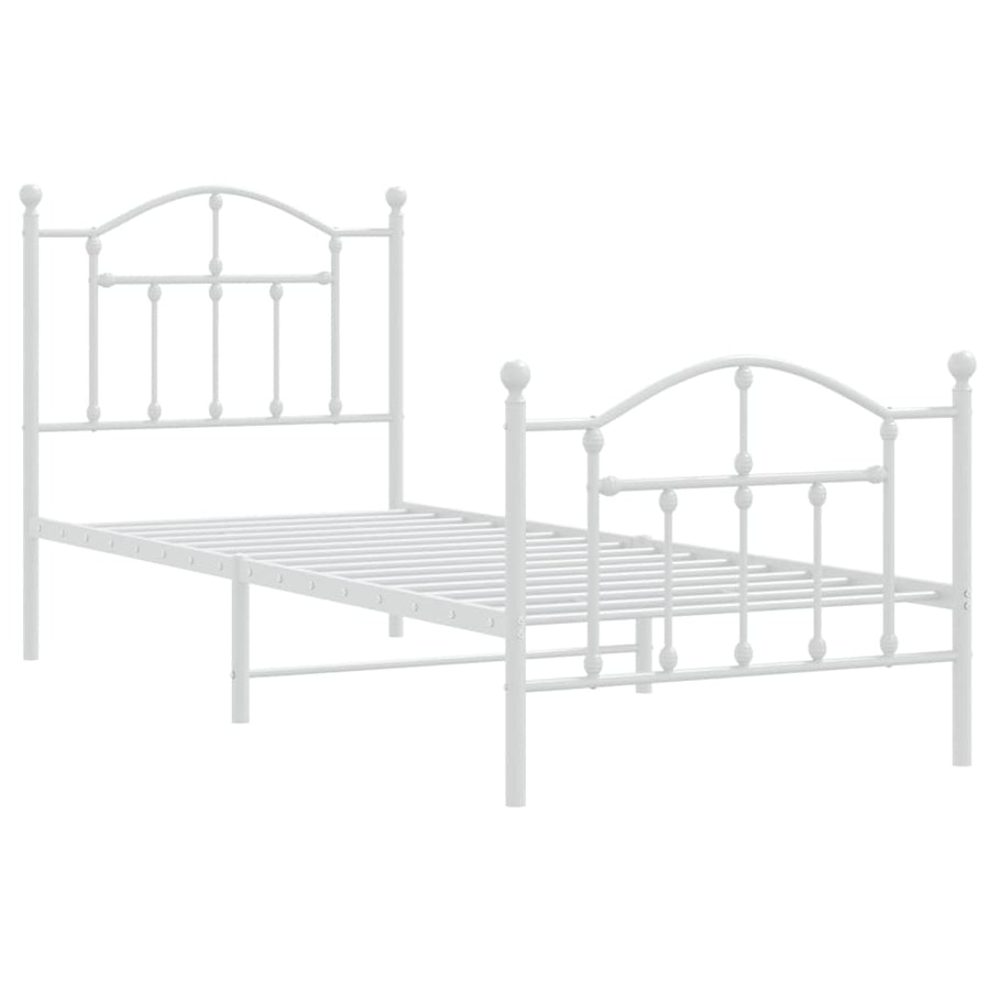 Bedframe Met Hoofd- En Voeteneinde Metaal 80 x 200 cm Wit met hoofdbord & voetbord