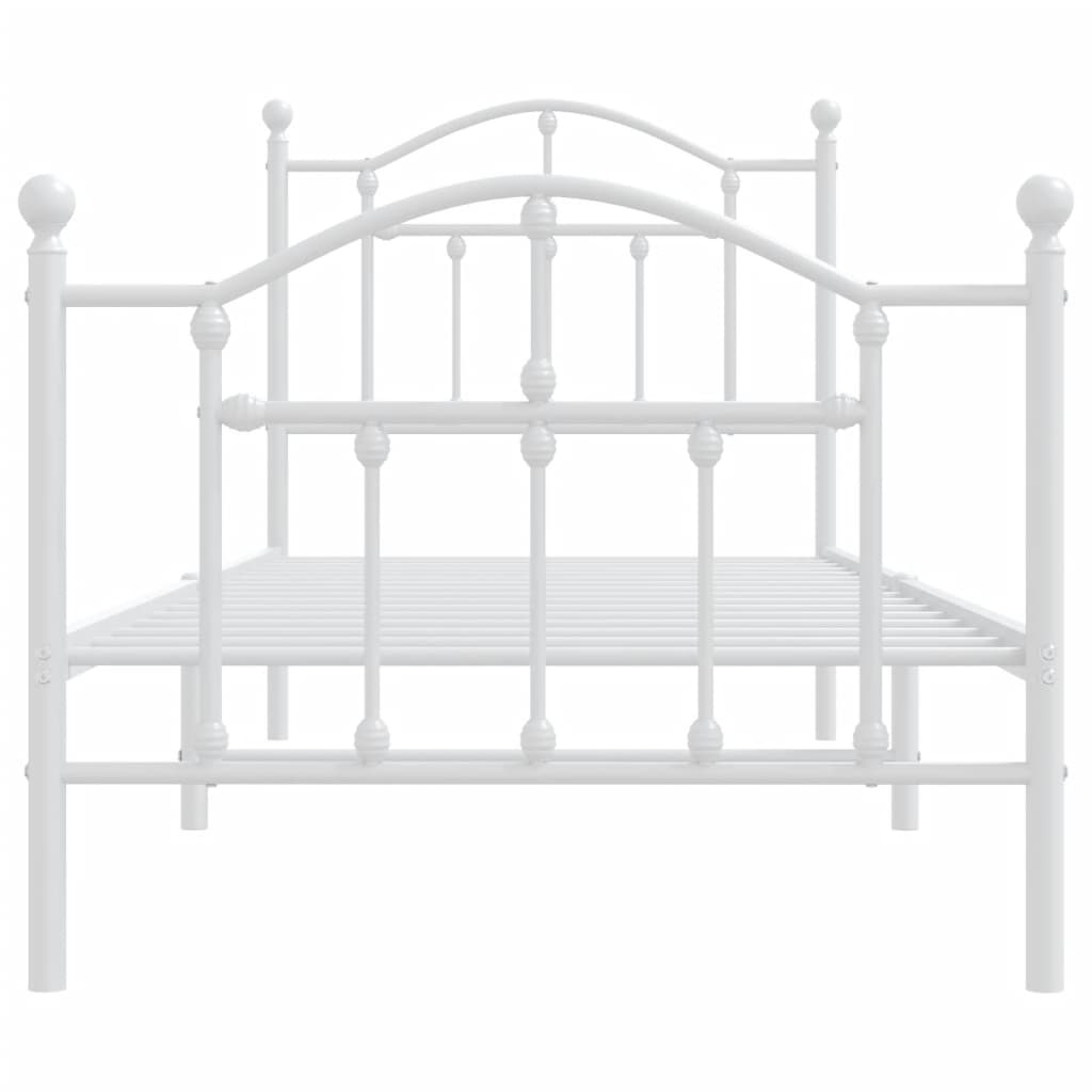 Bedframe Met Hoofd- En Voeteneinde Metaal 80 x 200 cm Wit met hoofdbord & voetbord