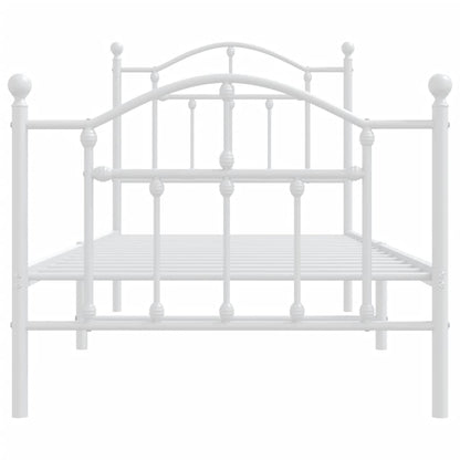 Bedframe Met Hoofd- En Voeteneinde Metaal 80 x 200 cm Wit met hoofdbord & voetbord