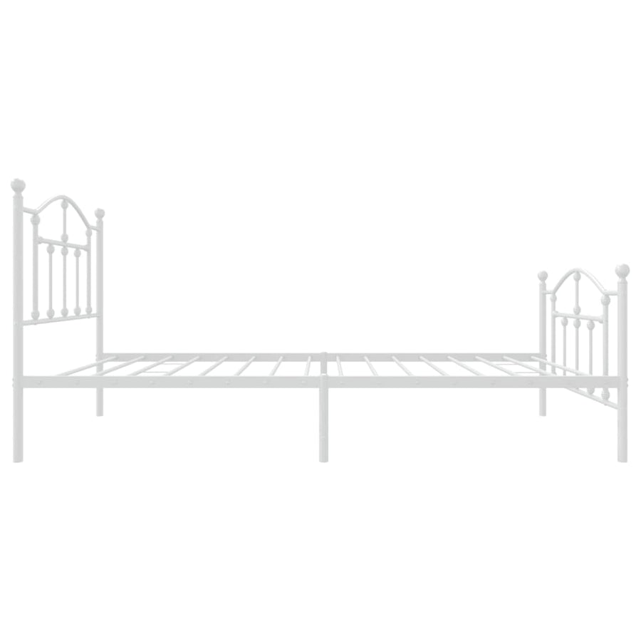 Bedframe Met Hoofd- En Voeteneinde Metaal 80 x 200 cm Wit met hoofdbord & voetbord