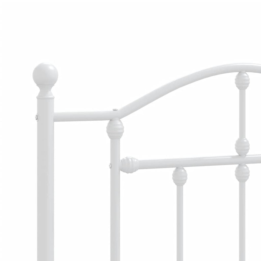 Bedframe Met Hoofd- En Voeteneinde Metaal 80 x 200 cm Wit met hoofdbord & voetbord