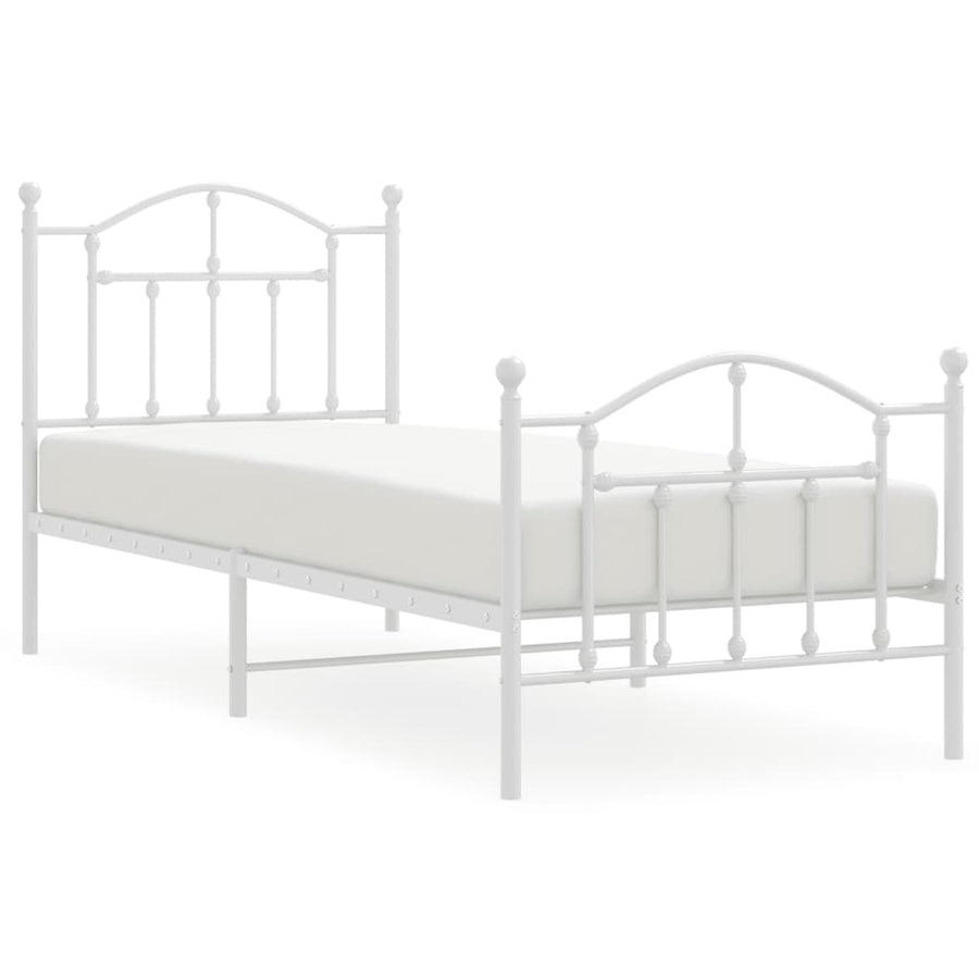 Bedframe Met Hoofd- En Voeteneinde Metaal 90 x 190 cm Wit met hoofdbord & voetbord
