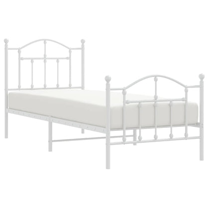 Bedframe Met Hoofd- En Voeteneinde Metaal 90 x 190 cm Wit met hoofdbord & voetbord