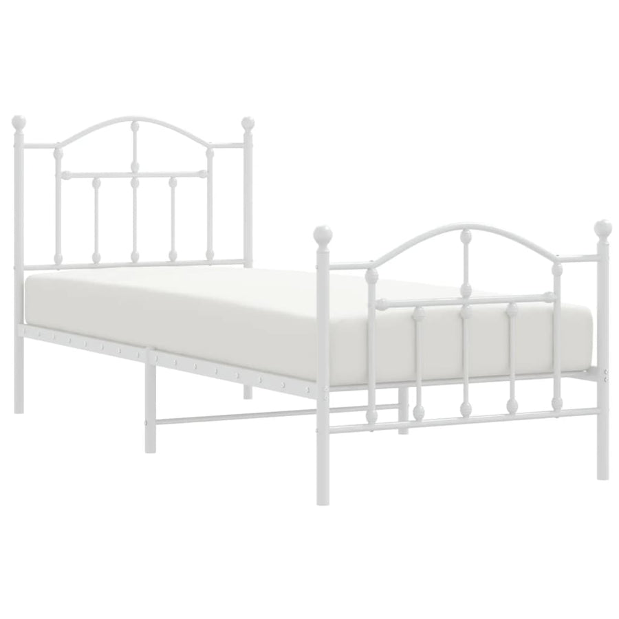 Bedframe Met Hoofd- En Voeteneinde Metaal 90 x 190 cm Wit met hoofdbord & voetbord