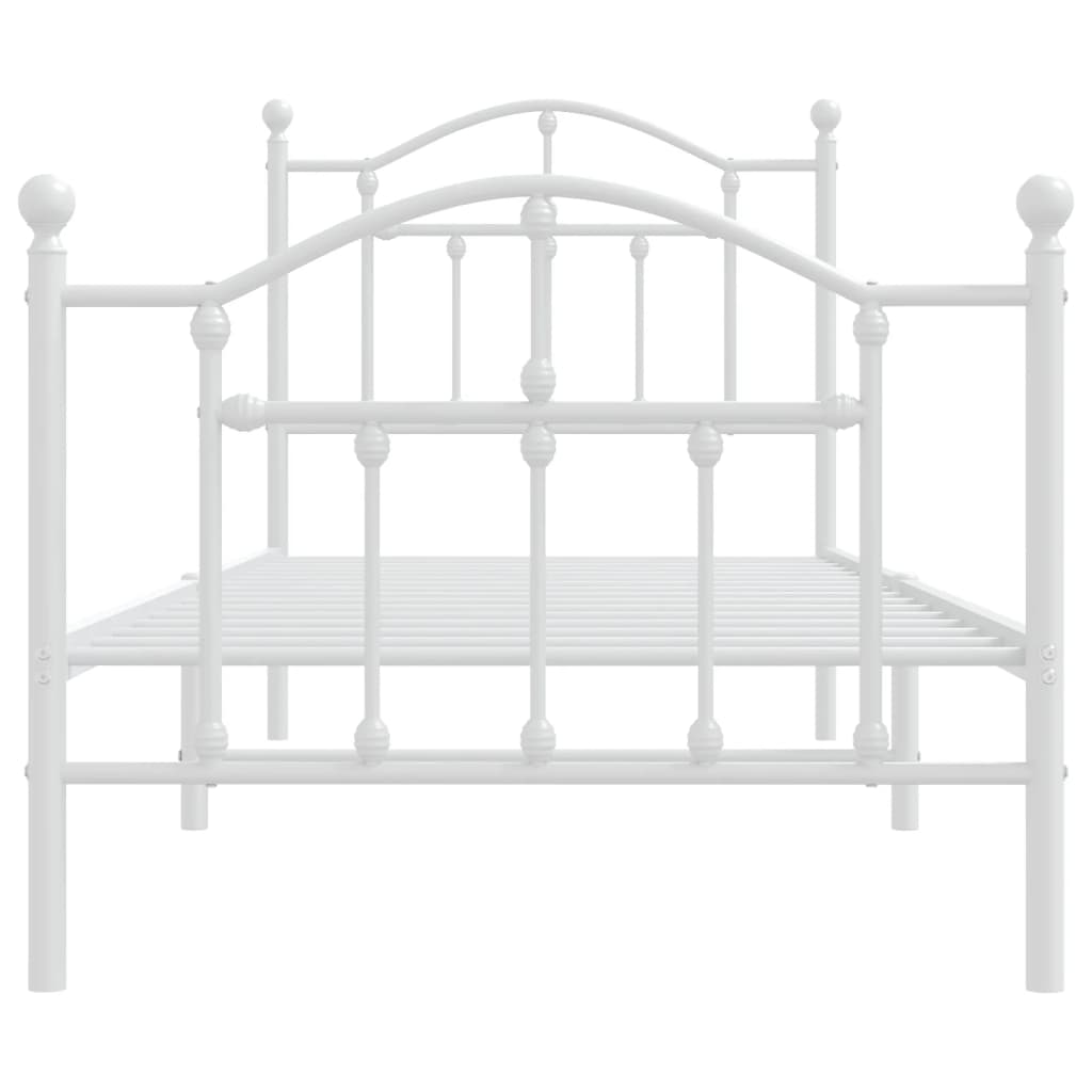 Bedframe Met Hoofd- En Voeteneinde Metaal 90 x 190 cm Wit met hoofdbord & voetbord