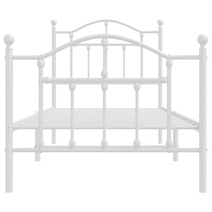 Bedframe Met Hoofd- En Voeteneinde Metaal 90 x 190 cm Wit met hoofdbord & voetbord