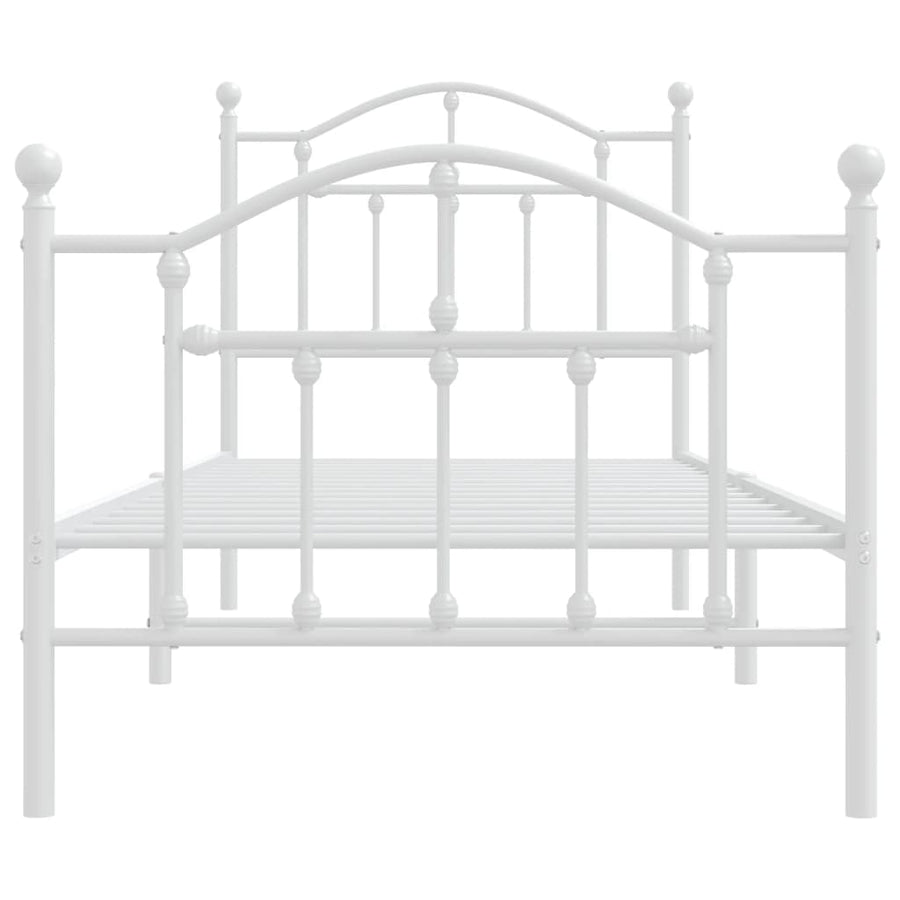 Bedframe Met Hoofd- En Voeteneinde Metaal 90 x 190 cm Wit met hoofdbord & voetbord